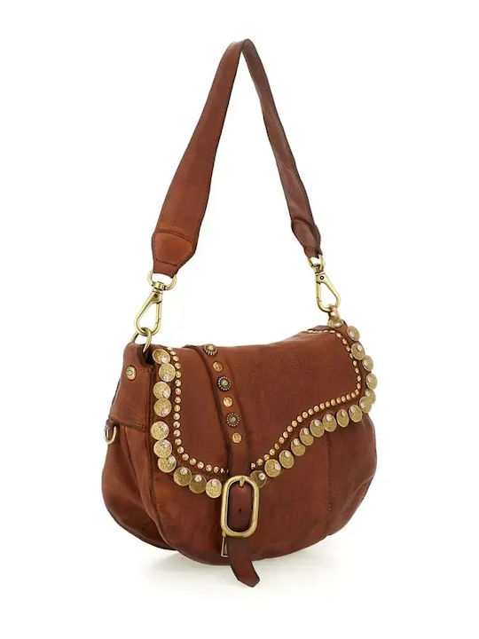 Leder Damen Schultertasche Tabac