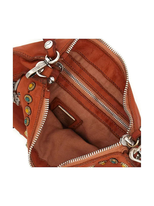 Leder Damen Schultertasche Tabac