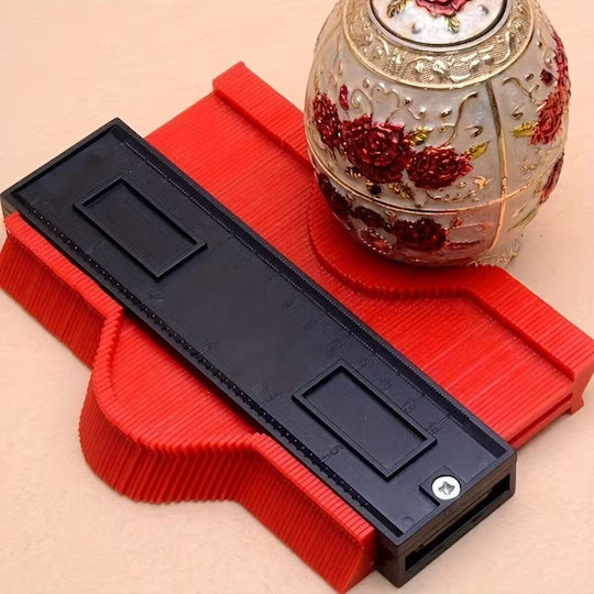 Șablon De Măsurare Contur Alista Home Riglă Integrată Copiere Unghiuri Forme Neregulate Plastic Durabil 14.6 X 10.5 Cm Roșu Negru