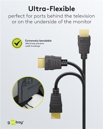 Goobay HDMI 2.0 Premium High Speed 4K 60Hz HDR Cable HDMI Male - HDMI Male 1m Black