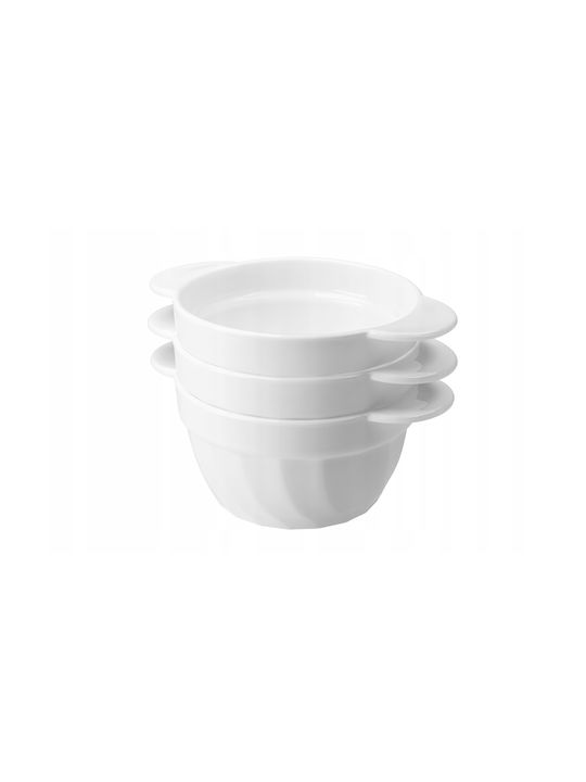 Galicja Round White Glass Serving Bowl With Diameter 13.8cm