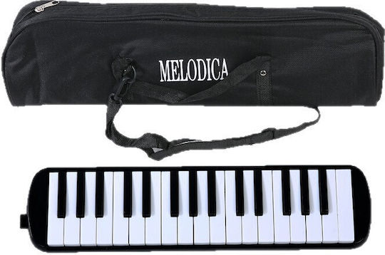 Melodică 32 De Clape Alista Home Din Abs Pentru Începători 45 X 13 X 7 Cm Include Husă Suflantă Neagră