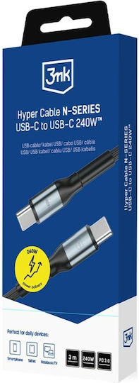 3MK USB 2.0 Cable USB-C Male - USB-C 240W PD Black 3m