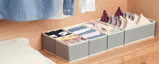 More&Deco Organizer Συρταριών για Εσώρουχα / Ρούχα σε Μπεζ Χρώμα 4τμχ