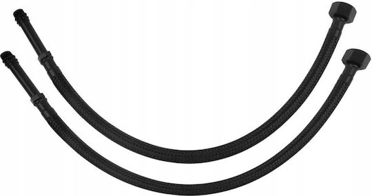 Furtun Spiralat Robinet 38x10mm 80cm Flexibil Negru Durabil Alama 2 Bucăți