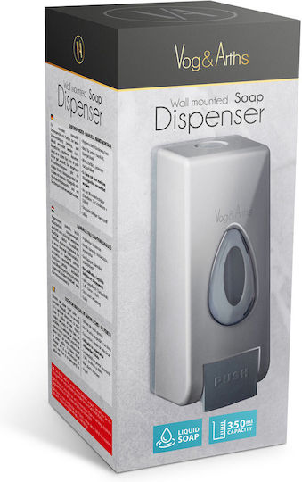 Liquid Soap Dispenser 350ml Wall-mounted Manual Pump Plastic Silver