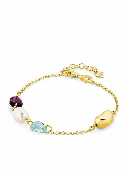 Vogue Damenträger Armband Kette aus Silber Vergoldet mit Perlen
