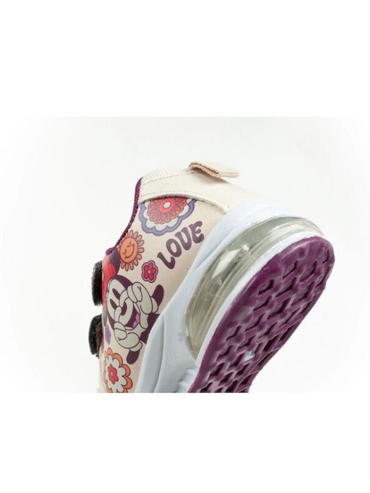 Kids Sneakers with Hoop & Loop Closure and Lights Beige