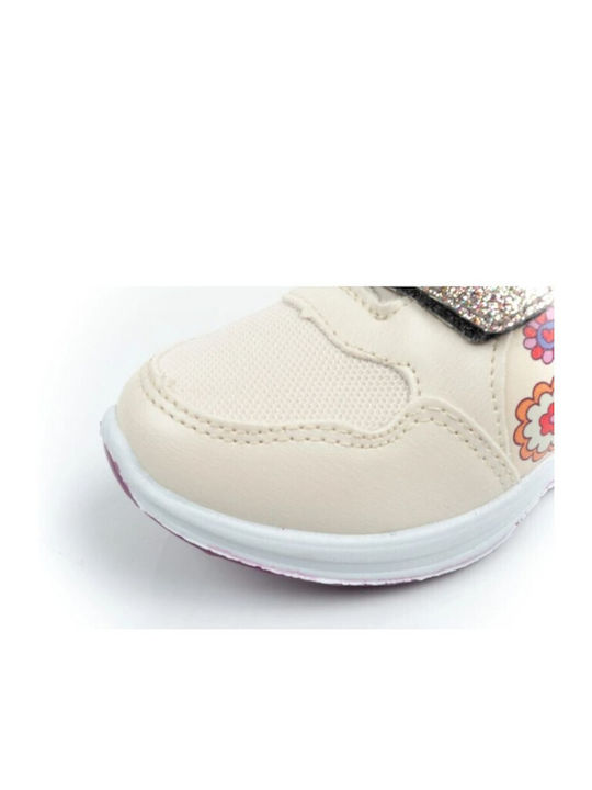 Kids Sneakers with Hoop & Loop Closure and Lights Beige