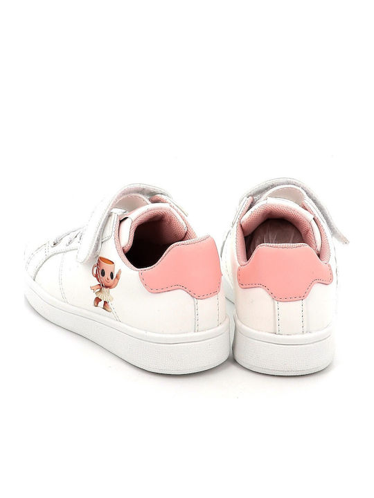Casual Sort Italian Brainrot Ballerina Cappuccina Kids Sneakers with Hoop & Loop Closure White