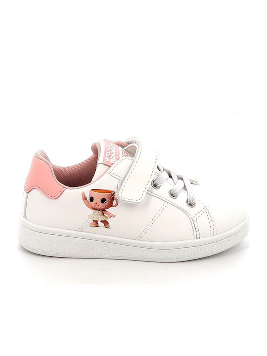 Casual Sort Italian Brainrot Ballerina Cappuccina Kids Sneakers with Hoop & Loop Closure White