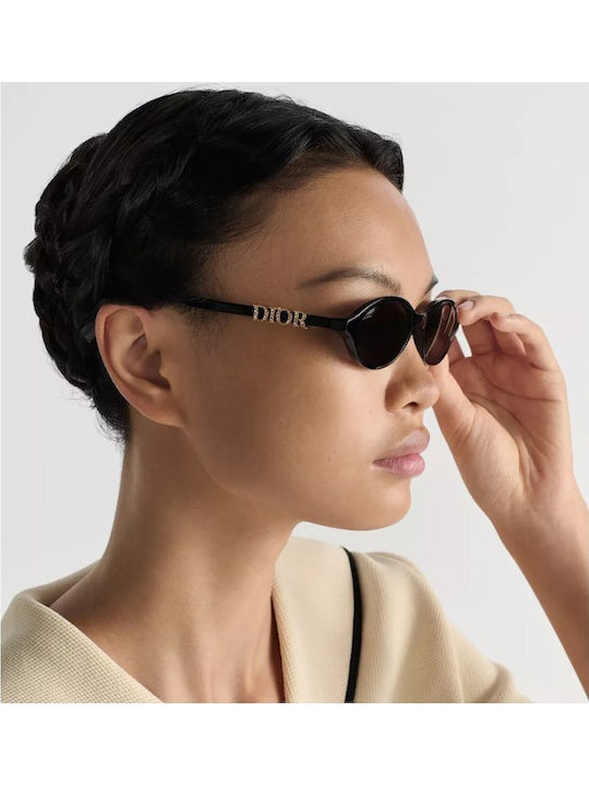 Dior Women's Sunglasses with Black Horn-Rimmed Frame and Black Lens DIORTREASUR R1I 10A0