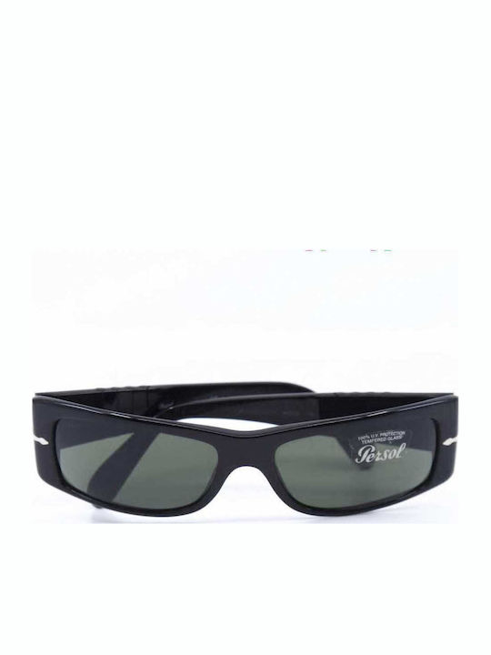 Persol Unisex Sunglasses with Black Frame and Green Lens PO2709S 9531/56