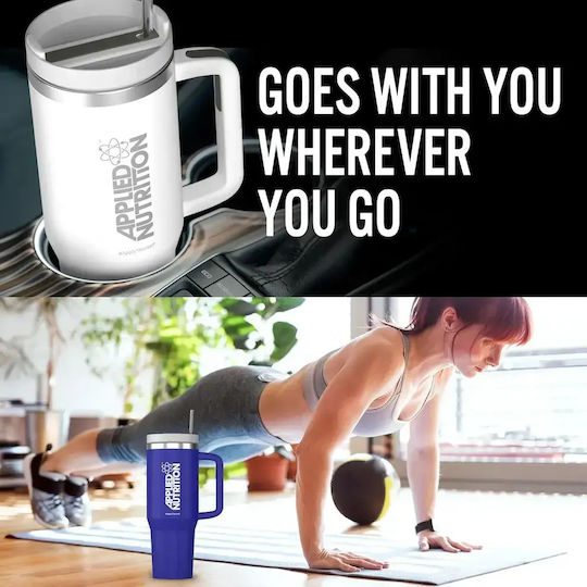 Applied Nutrition Handled Tumbler Θερμός Ανοξείδωτο 1.2lt Blue με Καλαμάκι και Λαβή
