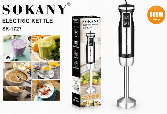 Sokany Hand Blender with Stainless Steel Rod 800W Black