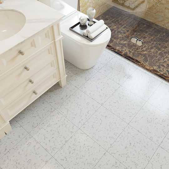 Set Plastic Vinyl Floor with 24 Tiles L30xW30cm White