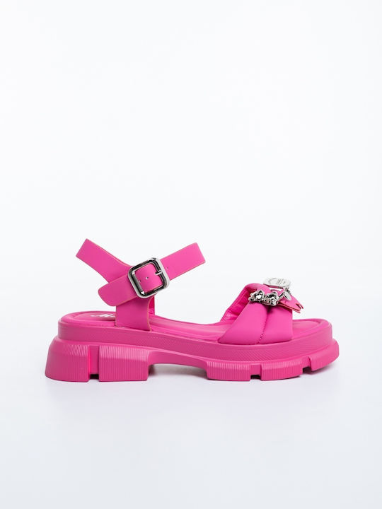 Sandale Casual Damă Din Piele Fuchsia