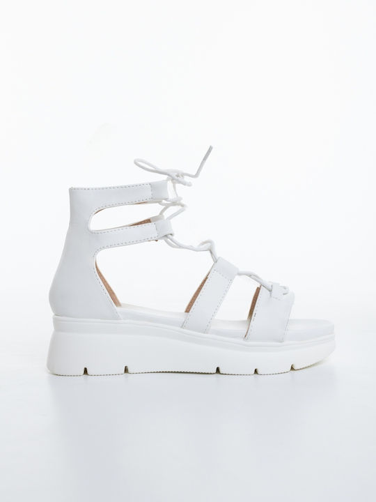 Sandale Casual Damă Din Piele Albe