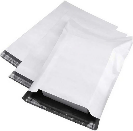 Set 100 Pungi Curier Autoadezive pentru Colet Ambalare Transport Rezistente Grosime 50 Microni Exterior Alb Interior Negru 500 X 700 X 40 Mm