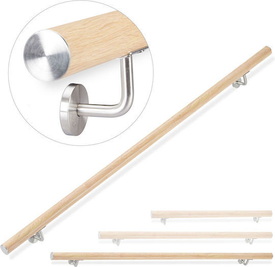 Aluminum Balustrade Beech Look Relaxdays Light Brown 200 Cm