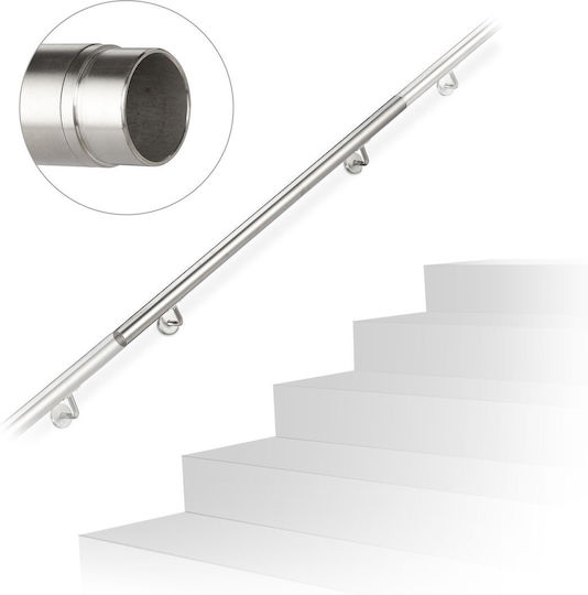Relaxdays Balustradă Extensibilă Din Oțel Inoxidabil Periat 12.5x7.5x100 Cm Set Complet