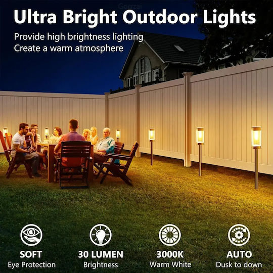 Waterproof Solar Floor Light 1.5W 30lm Warm White 2700K with Photocell IP65