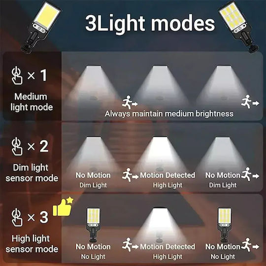 Set of 4 Wall Mounted Solar Lights Cold White 6500K with Motion Sensor and Photocell IP65