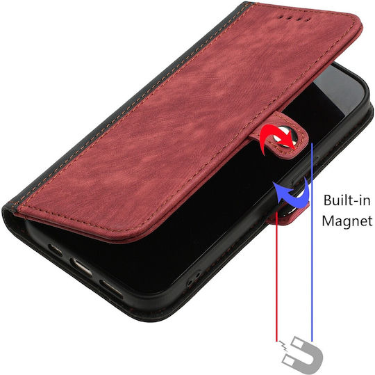 Tel1 Xiaomi Poco C65 Xiaomi Redmi 13C 4G 5G Side Buckle Double Fold Strap Book Case Red