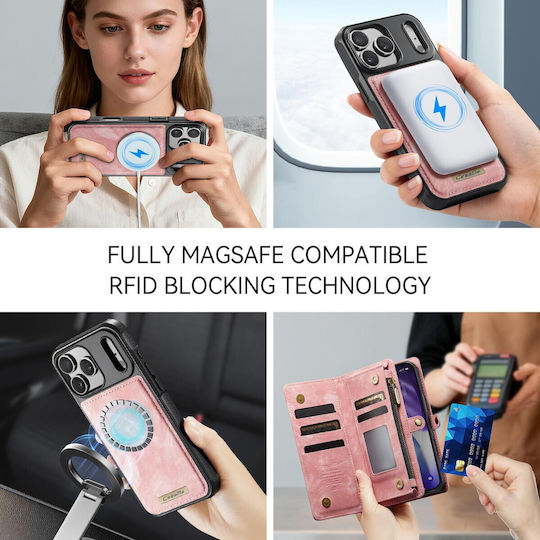 Caseme 008 Iphone 17 Pro Max 5g Θήκη Πορτοφόλι Αποσπώμενη Θήκη Σιλικόνης Pink