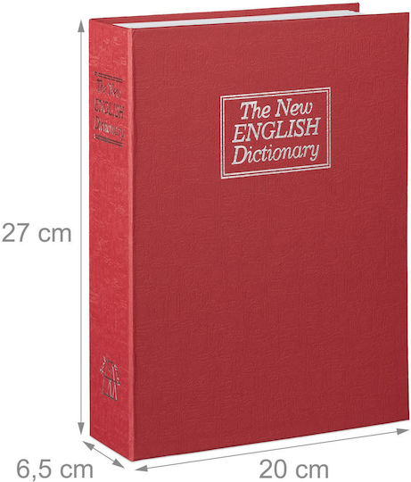 Relaxdays Large Book Safe Lock White Red Silver 27x6.5x20 Cm
