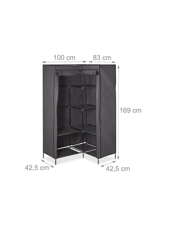 Relaxdays Dulap Din Material De Colț Cu Fermoar Și Rafturi În Culoare Gri 100x83x169cm