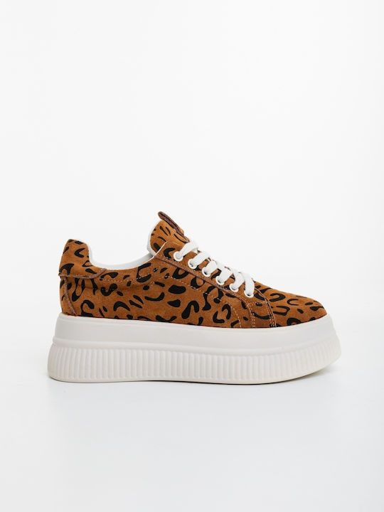 Adidași Flatforms Pentru Femei Leopard 3AL97_02_Maro_MEI