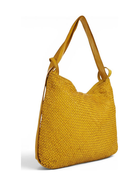 Leder Damen Schulter Rucksack Gelbe