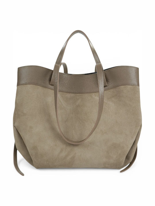 Damentasche Aus Leder Schulter Handtasche Suede Taupe