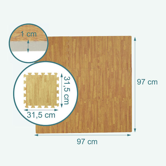 Relaxdays Puzzle De Podea Pentru Copii Design Cu Aspect De Lemn 9 Piese