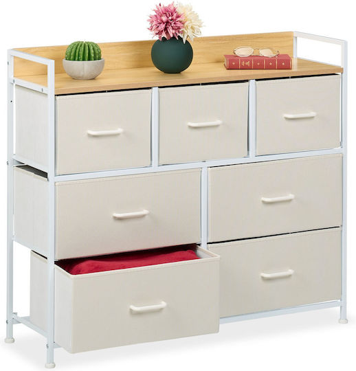 Storage Drawers from Wood Metal and Fabric L100xW30.5xH85cm