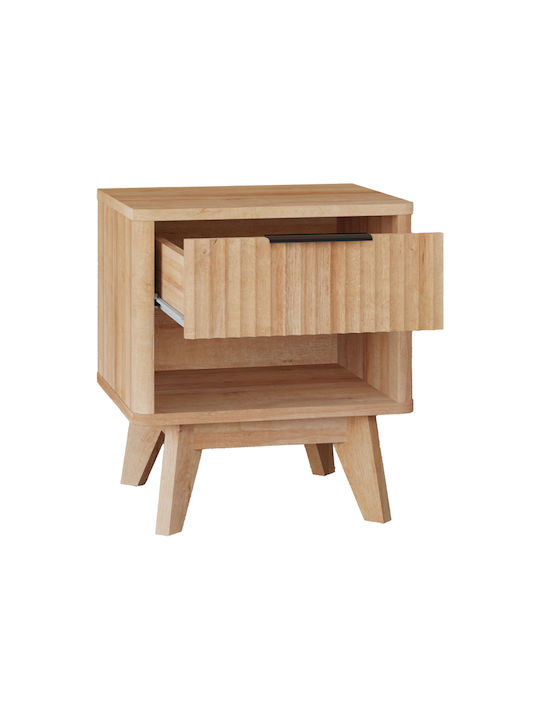Bedside Table Hamea Wooden Beige 45x39.5x50.2cm