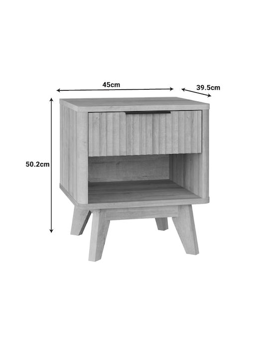 Bedside Table Hamea Wooden Beige 45x39.5x50.2cm