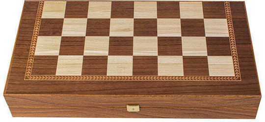 Manopoulos Laminate Βελανιδιάς Κλαδί 3 Σε 1 Χειροποίητο Τάβλι/Σκάκι από Ξύλο Ελιάς με Πούλια 38x40cm
