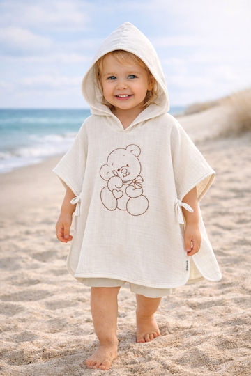 SteweHome Kinder Strandponcho Weiß
