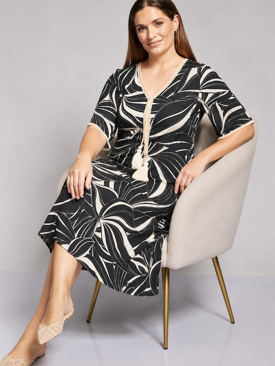 Summer Midi Dress for Wedding - Christening Black