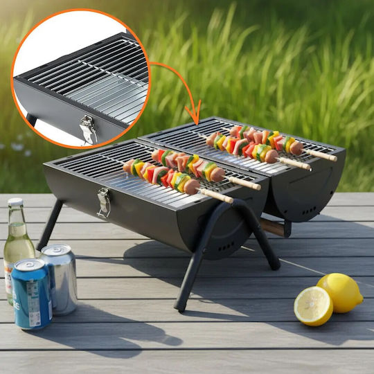 Barbecue Charcoal Kinghoff Kh 2032 Portable Adjustable Ventilation 180° Opening Cover Lock Steel Black