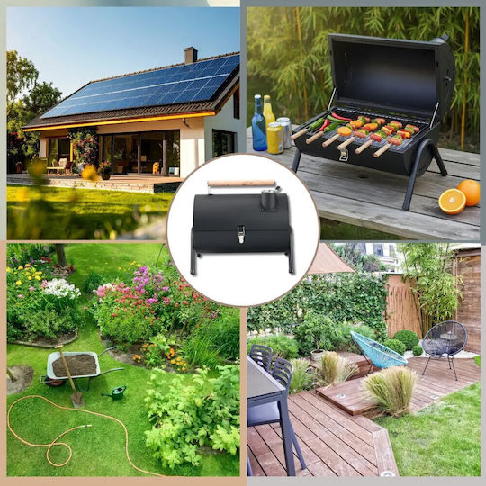 Barbecue Charcoal Kinghoff Kh 2032 Portable Adjustable Ventilation 180° Opening Cover Lock Steel Black