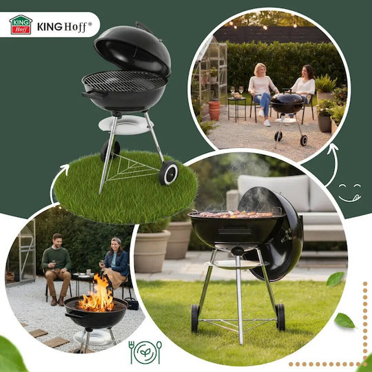 Barbecue Charcoal Kinghoff Kh 2033 Adjustable Ventilation Wheels Steel Black