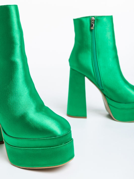 Women's Ankle Boots with High Heel Green