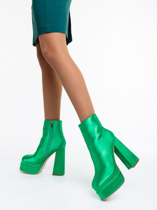 Women's Ankle Boots with High Heel Green