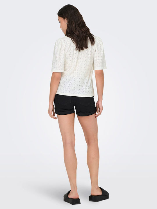 Women's Blouse Short Sleeve White