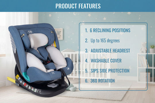 Buf Boof Saphir Deluxe Scaun Auto i-Size cu Isofix Albastru 0-36 kg