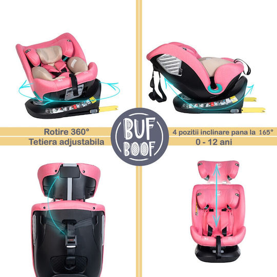 Buf Boof Saphir Deluxe Scaun Auto i-Size cu Isofix Unicorn Roz 0-36 kg