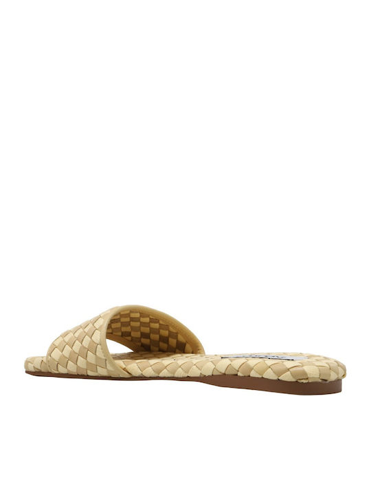 Leder Flache Sandalen für Damen Beiges